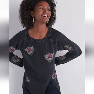Lucky Brand Black Floral Sweatshirt